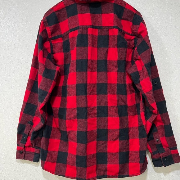 Burnside Red and Black Buffalo Plaid Button Down Shirt Libertine Brewing Large - Picture 2 of 8